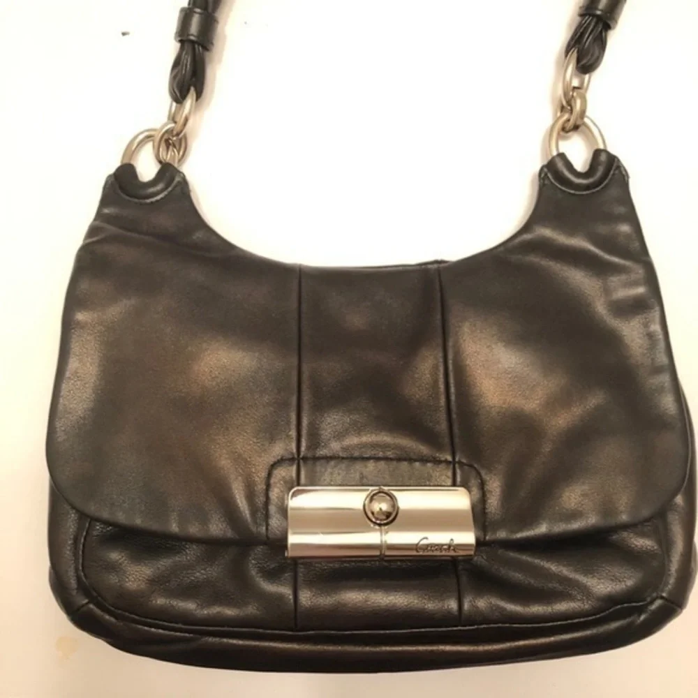 Coach Kirsten black leather flap shoulder bag